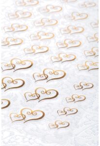 Add an elegant look to favors and invitations with these heart stickers. They are perfect for showers