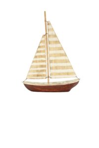 Bring a sense of adventure and the open sea into your home with this charming Wood Sailboat Decor. Its rustic design