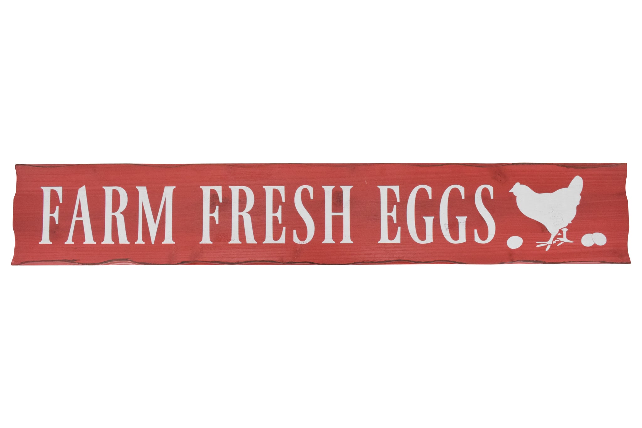 Infuse your kitchen or dining space with farmhouse charm using this "Farm Fresh Eggs" Wooden Wall Sign. Featuring a bold red background