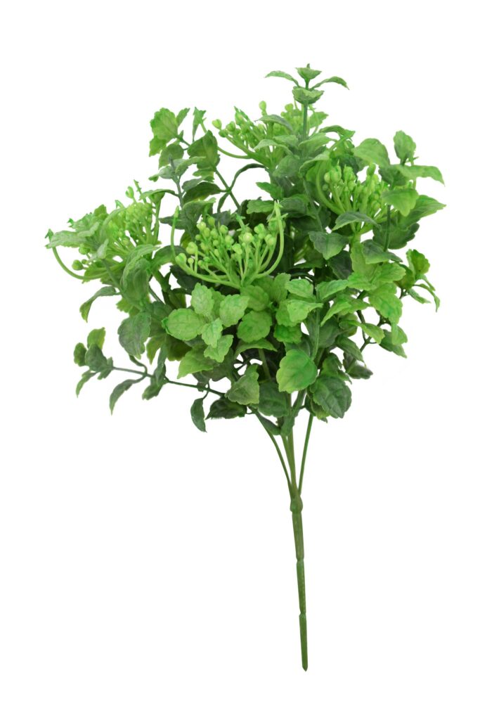 Add a refreshing touch of greenery to your space with this Artificial Mint Leaf Mixed Bush. Featuring realistic mint leaves and a mix of lush green foliage